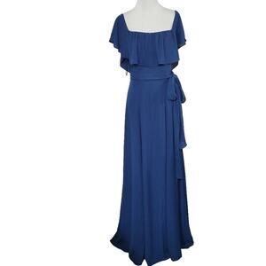 Yumi Kim Ink Carmen Maxi Off the Shoulder Ruffle Maxi Dress Size Small